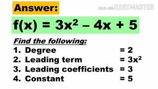 Details Find the Degree, Leading Term, Leading Coefficient, and Constant Term of a Polynomial Function Update