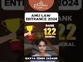 Congratulations Navya Singh Jadaun on securing Rank 122 in AMU Law Entrance 2024!
