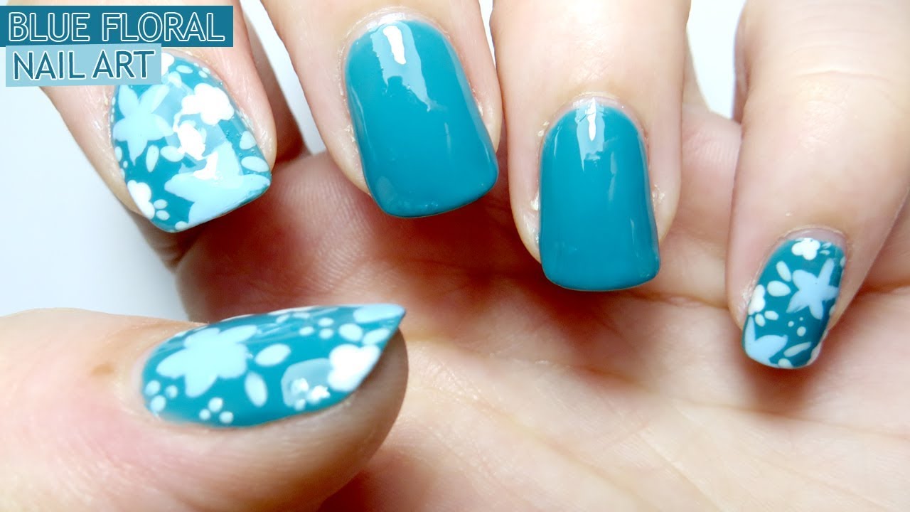 Blue and Silver Floral Nail Art - wide 3