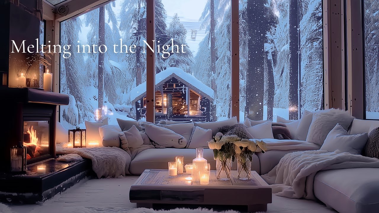 Melting into the Night | Cozy Winter Piano & Fireplace | Deep Calm for Sleep & Focus