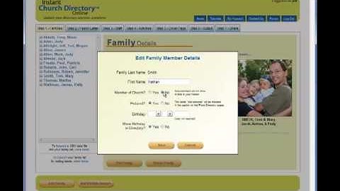 Instant Church Directory - Family tab