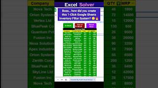 1-Click Google Sheets Inventory Filter System with Apps Script Automation #spreadsheet #shorts