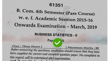 2019 Mdu BCom Pass 4th Sem Reappear Business Statistics Question Paper