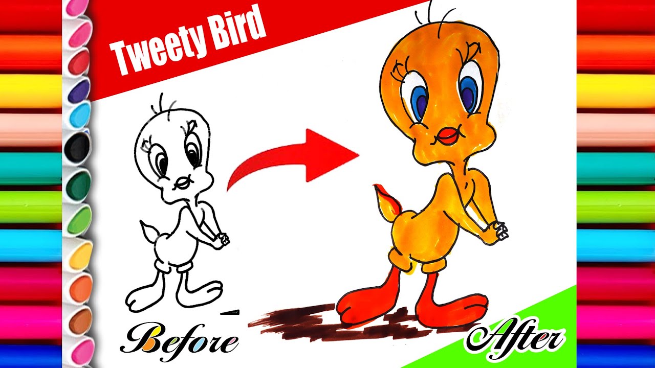 How to Draw a Tweety Bird colour draw tweety birds ???? ?????????????????? Tweety Bird