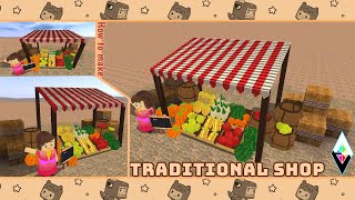 Mini World Block Art : How To Make Traditional Shop // Tutorial - Miniature - Fruits - Vegetables