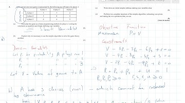 D2 Edexcel Game Theory, Linear Programming Formulation, Simplex