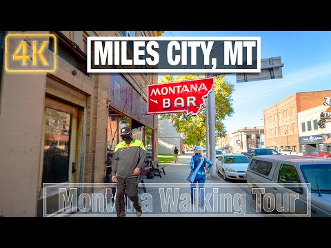 Miles City Montana Walking Tour - 4K City Walks - Virtual Travel Walking Treadmill Walk