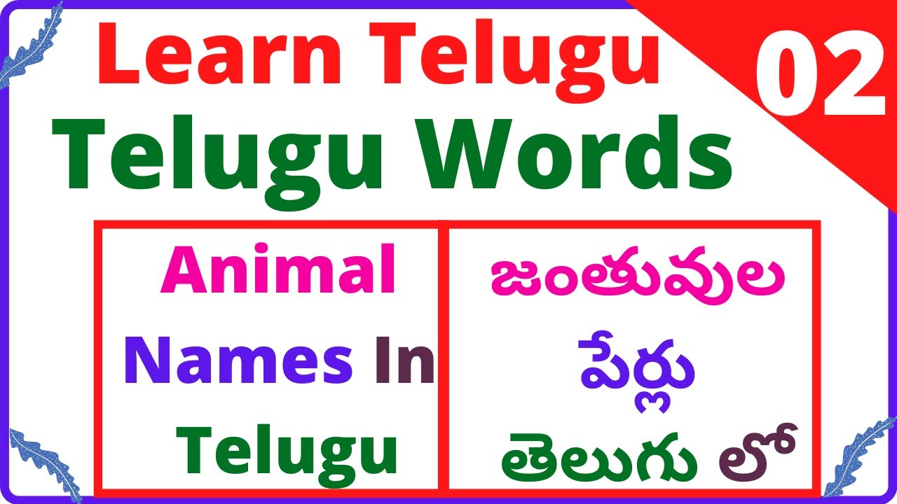 Animals Names In Telugu Learn Telugu Telugu Words 02 Youtube