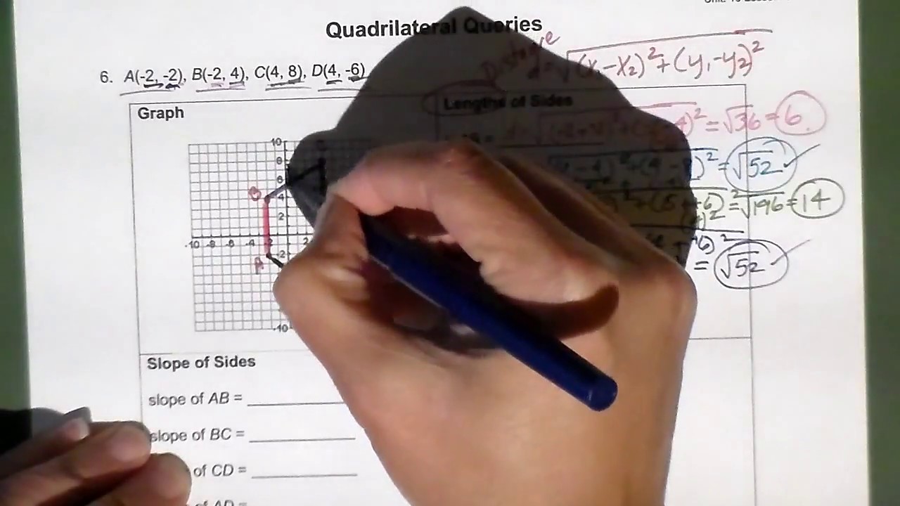 Review Coordinate Geometry #6 Quadrilateral Slope & Distance - YouTube