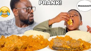 SMACKING TOO MUCH PRANK ON DAD!! ft FUFU & EGUSI soup *extremely funny*