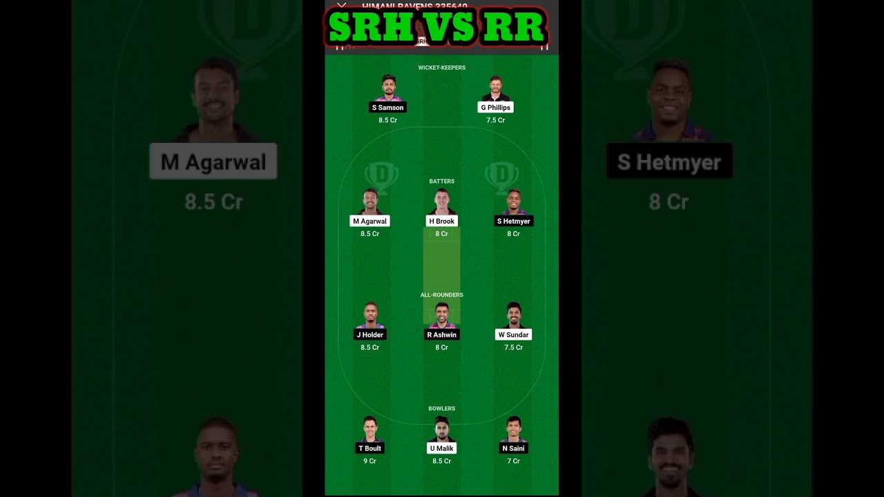SRH vs RR Dream11 prediction,SRH vs RR Dream11 2023 Prediction,SRH vs RR Dream11 team,