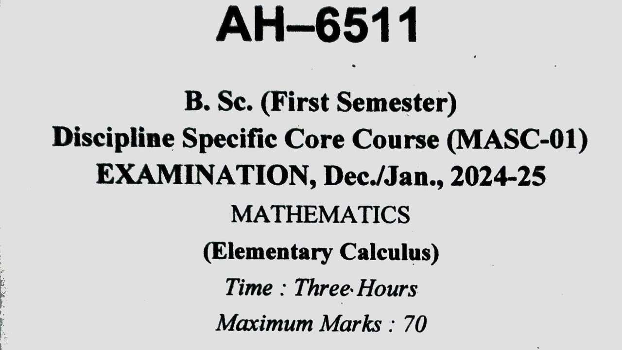 Bsc 1st semester Maths Paper | Bsc 1st semester Important Question maths Durg University 2025