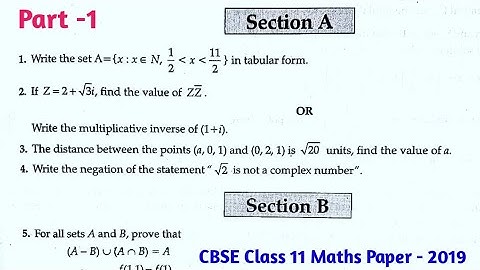 CBSE class 11 math 2019 paper Solutions | kvs class 11 math 2019 paper Solutions - part 1