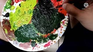 Frog on the top of the lotus leaf (acrylic painting)