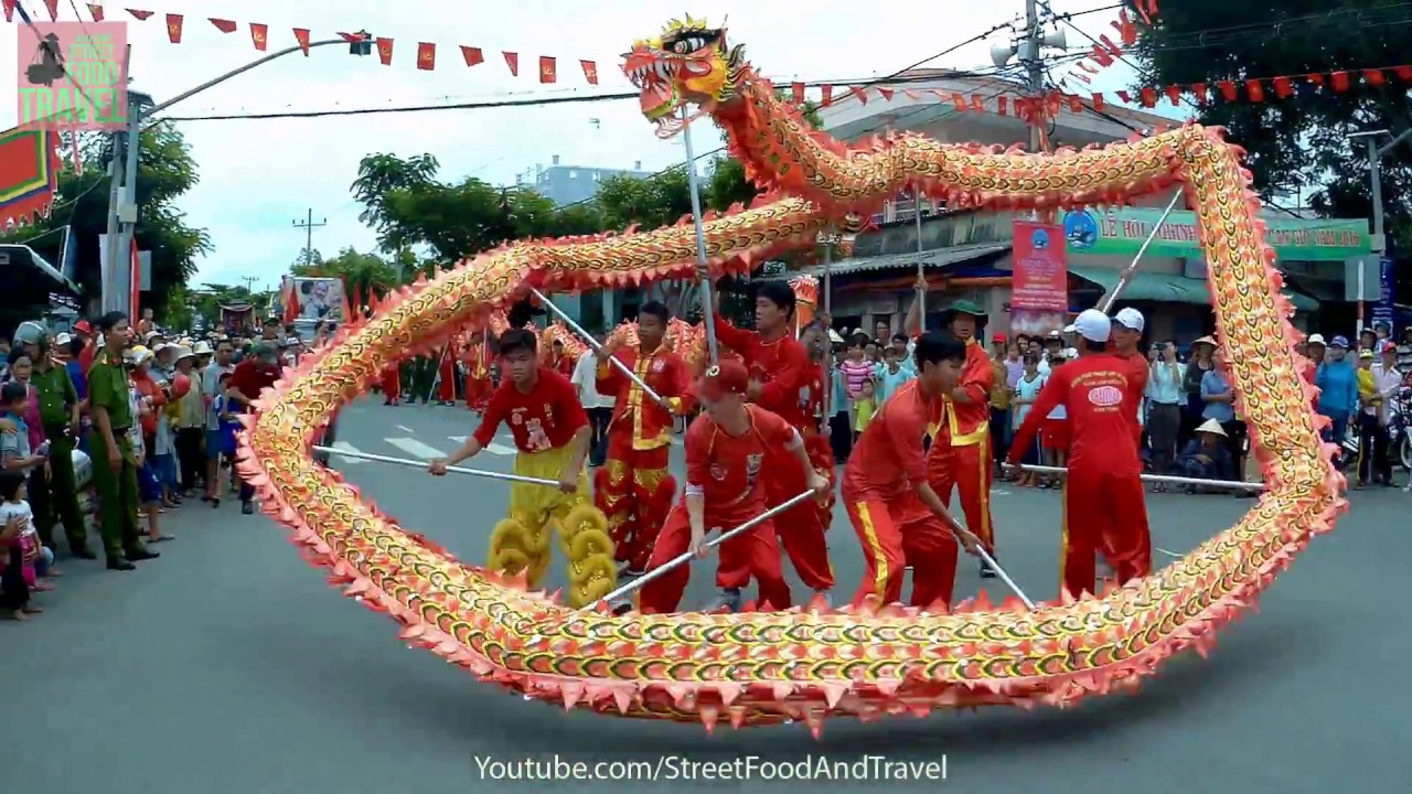 Lion Dragon Dance Vietnam Travel - Nghinh Ong Festival in Can Gio Island Saigon Vietnam | Street Food And Travel