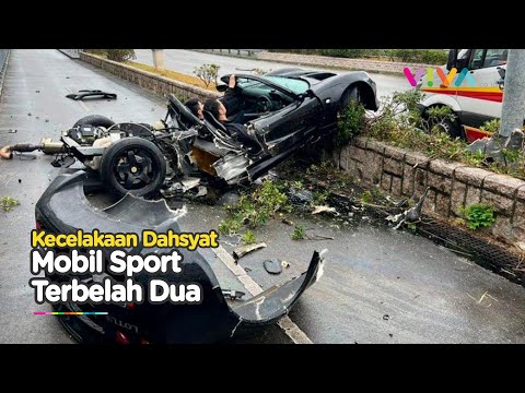 Detik-detik Kecelakaan Mobil Sport Mewah Terbelah Jadi Dua