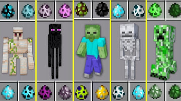 What if You Spawn ALL EGGS in Minecraft ! Different SKELETON ZOMBIE ENDERMAN GOLEM CREEPER Battle