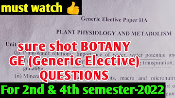 |BOTANY-generic elective Important Question|for 2nd & 4th semester STUDENTS👍|probable|must watch|