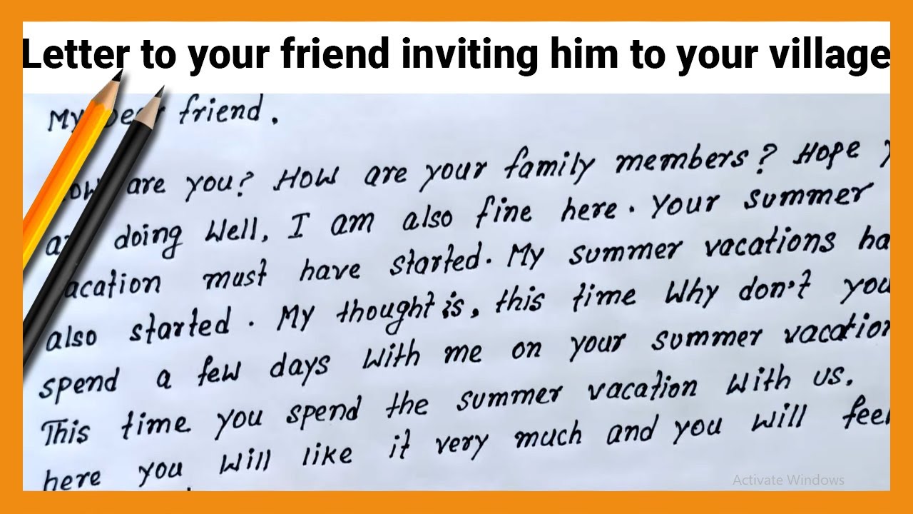 letter inviting friend visit your country