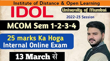 IDOL Mcom Internal online Examination Timetable | Syllabus | Mock test |Mumbai University
