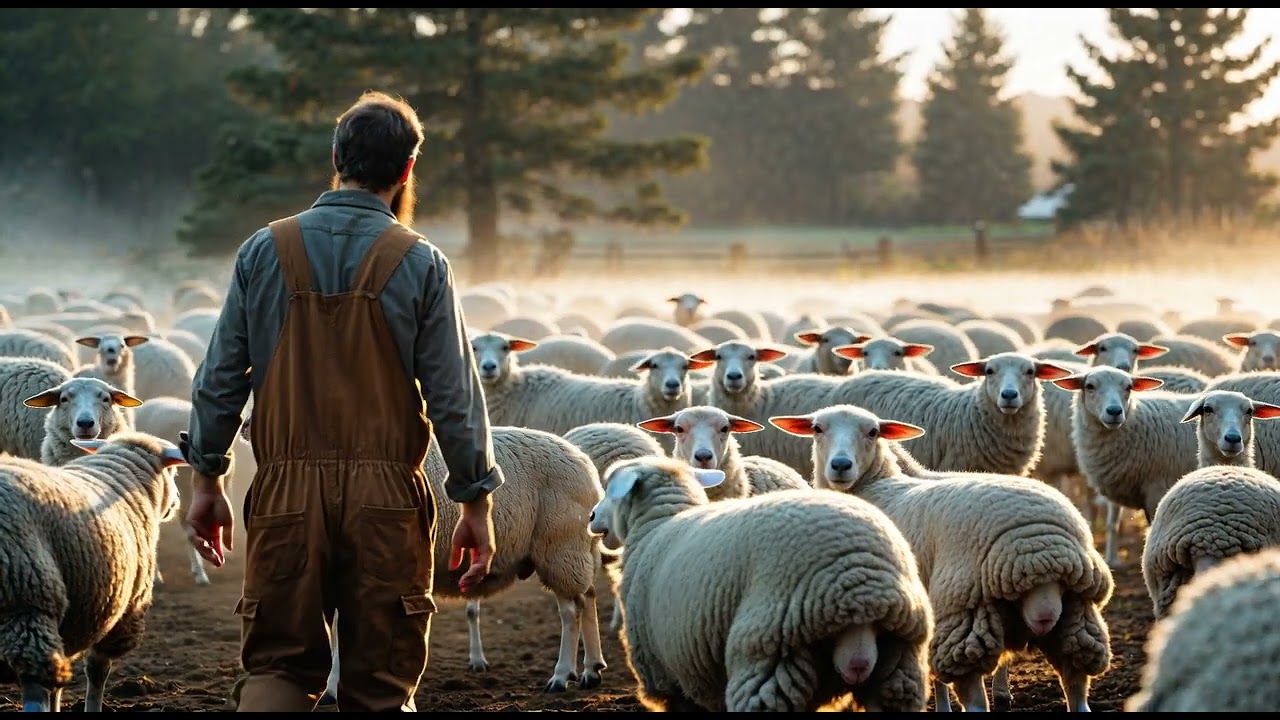 animal sheep on the farm many