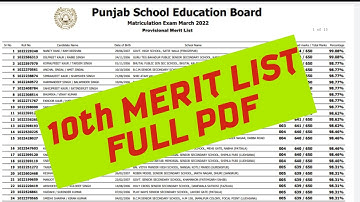 pseb 10th full merit list | pseb 10th result 2022 | pseb 10th merit list 2022