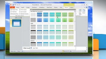 How to insert a table in  PowerPoint 2010 on Windows® XP?