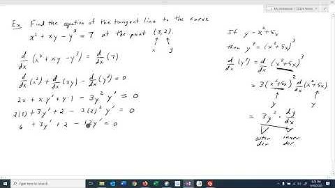 Math 2413 Sec 3.8 (part 3)  Finding the Tangent Line Using Implicit Differentiation