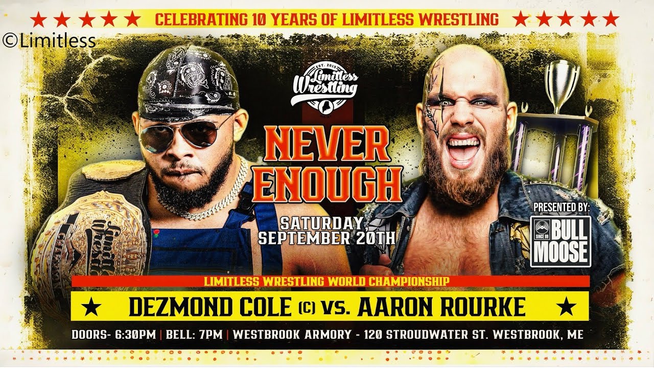 Дезмонд Коул (ч) против Аарона Рурка / Матч за титул чемпиона мира Limitless Wrestling / NE 2025 ...