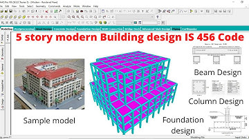 Five story modern Building design by Staad Pro Software as per IS 456 Code | Civil engineering|