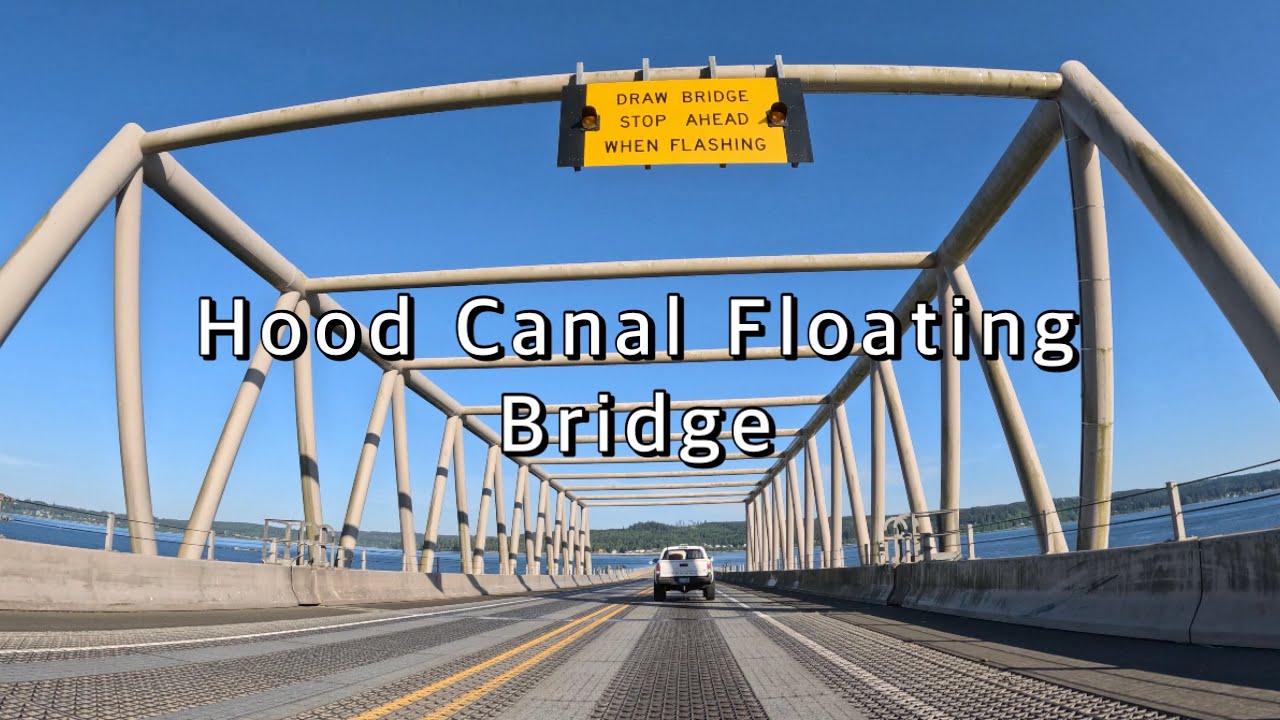 Crossing The Hood Canal Floating Bridge | Puget Sound: Poulsbo, WA - Jefferson County [4K]