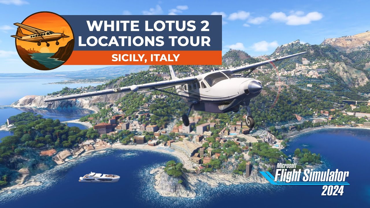 Flight Simulator: Flying Over Sicily | White Lotus Season 2 Filming Locations | Catania to Palermo
