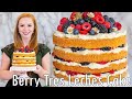 Rustic Berry Tres Leches Cake Recipe | with Mascarpone Whipped Cream Frosting - The Best Berry Cake!