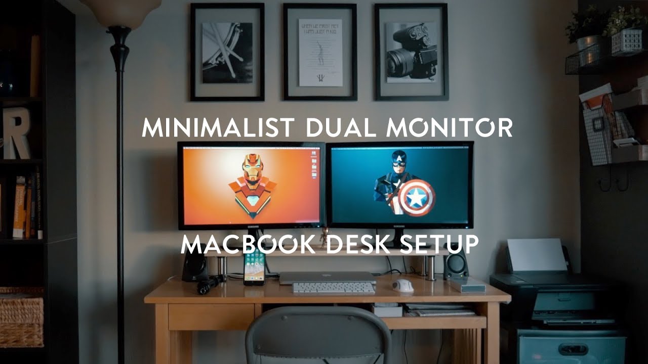 Minimalist Dual Monitor Desk Setup Under 400 2015 Macbook 15