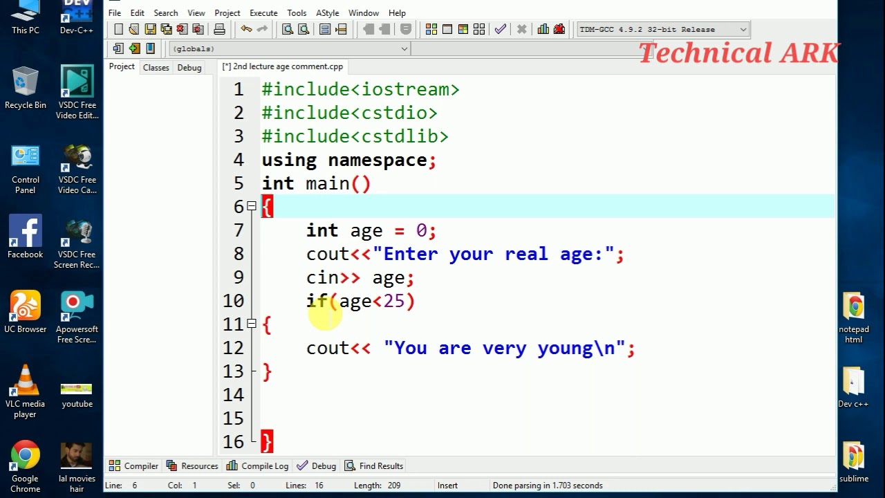 DevC++ programming age comment for biggners by Technical ARK 2019 - YouTube