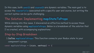 Mastering mapStateToProps with Dynamic Variables in React-Redux