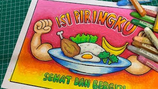 CONTOH GAMBAR POSTER 'ISI PIRINGKU' (POLA HIDUP SEHAT) UNTUK ANAK SD