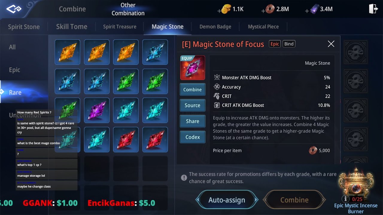 MIR4 Combine 500 Magic Stone & Perfect PVE Epic Magic Stone
