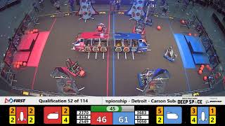 Qualification 52 - 2019 FIRST Championship - Detroit - Carson Subdivision