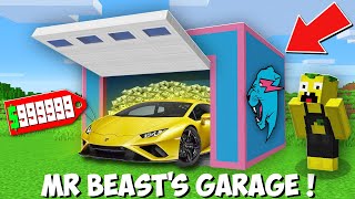 I found SECRET MR BEAST'S GARAGE with SUPER GOLD CAR in Minecraft ! SECRET MrBeast BASE !