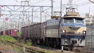 JR貨物　安治川口に向かうEF66 27号機が牽引する1081ﾚ貨物列車（H30.9.16)