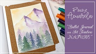 Paisaje ACUARELA con Tombow | Bullet Journal Diciembre | Set NATURE