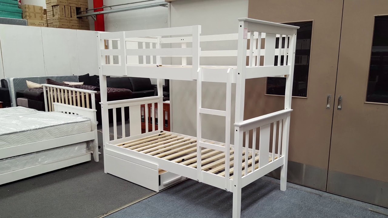 Holly Bunk Bed Single Solid Hardwood White Malaysian Made YouTube