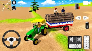 John Deere 5045D Log Transport 🚜 | Indian Tractor Simulator Game | Android Gameplay screenshot 1
