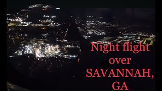 Night flight over Savannah, GA