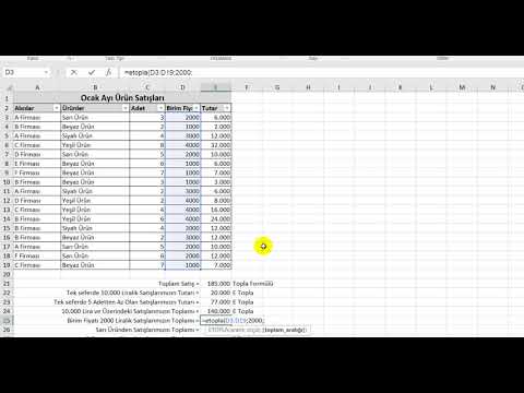 Video: Excel'de birden çok kritere sahip bir Sumif'i nasıl yaparım?