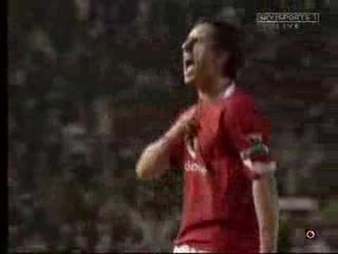 Man Utd Liverpool Gary Neville Classic Celebration.