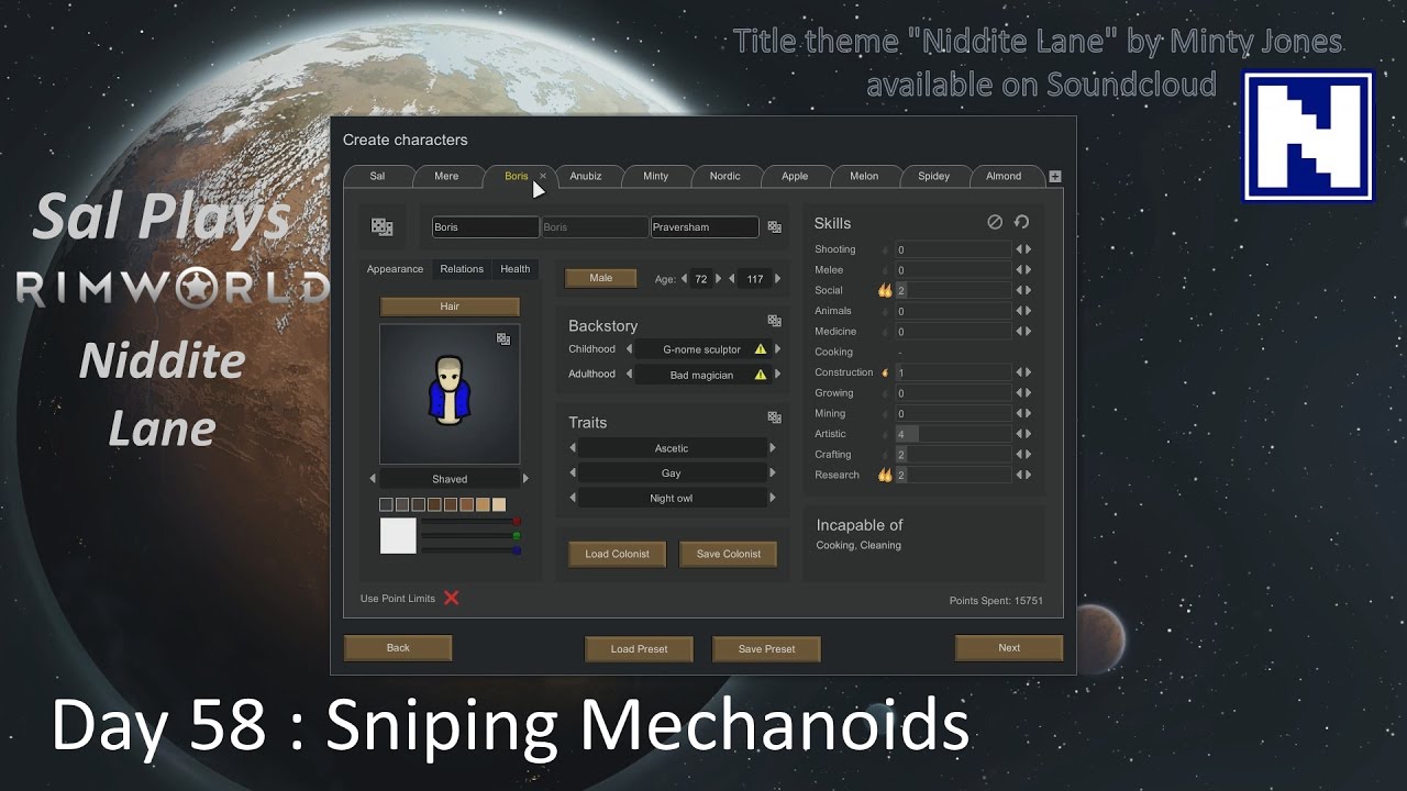 Day 58 Sal Plays Rimworld Niddite Lane - Sniping Mechanoids
