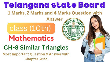 Class 10th Math Chapter-8 Similar Triangles Most Important QUESTION ANSWER TELANGANA STATE BOARD.