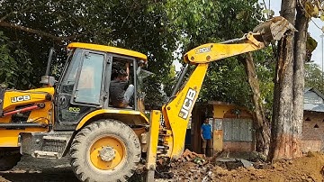 JCB VS BIG TREE - Powerful JCB Pushing Down A Big Tree - JCB VIDEO